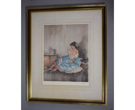 A Framed Limited Edition Flint Print with Proof Stamp, 'Cecilia Contemplating Europa', No 330/850, 31 x 38cms 