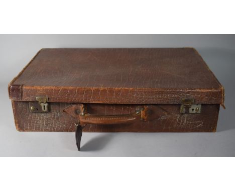 A Vintage Faux Crocodile Skin Suitcase, Catches in Need of Attention, 55cms Wide 