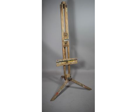 A Vintage Wooden Artist's Easel on Tripod Folding Stand 
