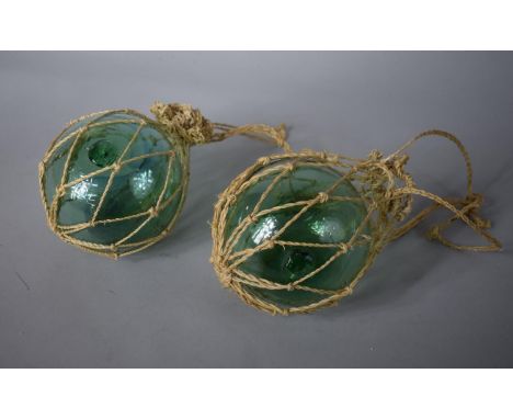 Two Vintage Style Glass Fishing Floats 