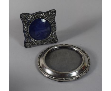 Two Silver Photo Frames to Include B'Ham 1902 and Circular 15cms Diameter 