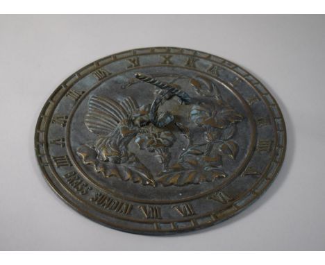A Reproduction Brass Sundial with Fairy and Flower Decoration in Relief, 24.5cms Diameter 