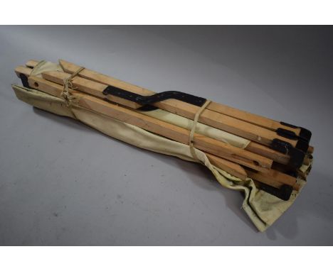 A Vintage Folding Wood and Canvas Camp Bed 