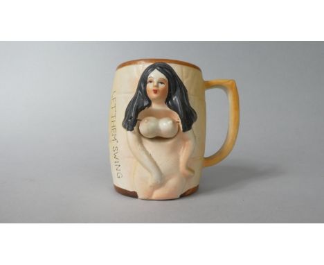 A Vintage Bourne of Harlesden Risque Barrel Mug with Novelty Nude 'Let Them Swing' - Design 933.080 Foreign 