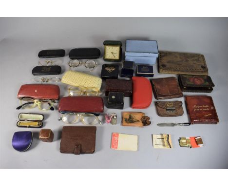 A Collection of Vintage Spectacles, Ring Boxes (Empty) Purses Etc. 