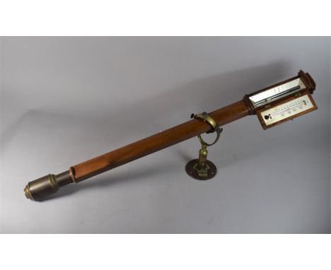 A Nice Quality Brass Mounted Mahogany Ships Barometer, C.1970's with Wall Mounting Gimbal 