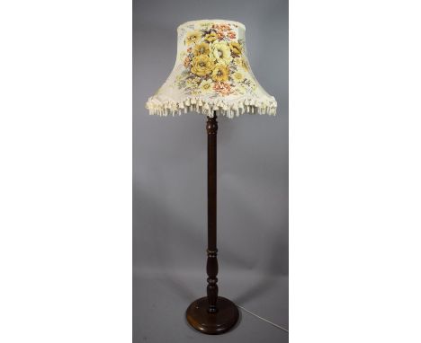 A Mid 20th Century Reeded Mahogany Standard Lamp and Shade 
