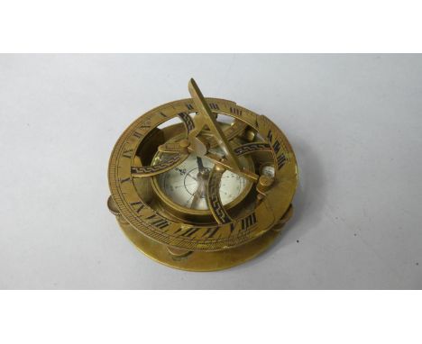 A Reproduction Brass Ships Compass, 11cms Diameter 