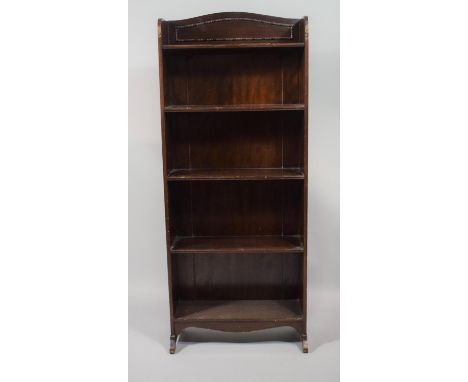 An Edwardian Mahogany Five Shelf Galleried Open Bookcase, 45.5cms Wide 