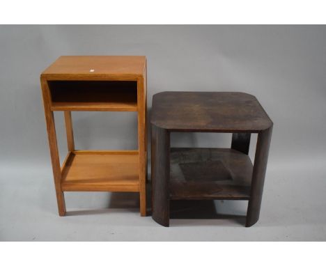 A 1940's Oak TV Stand and a Light Oak Telephone Table 