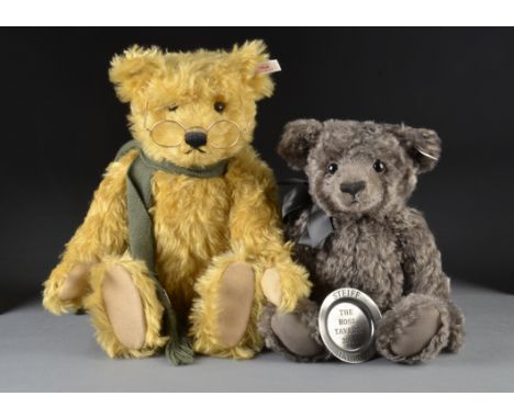 Two Steiff for Harrods Limited Edition teddy bears: College Bear, 1493 of 2000, 1996; and The Rose Tavern Bear, 274 of 2000, 