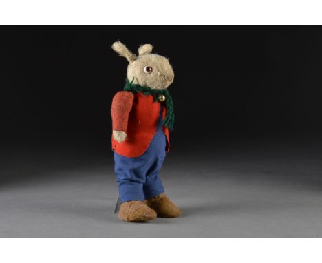 A very rare Einco Master Rabbit circa 1915, Chiltern or Farnell, with white mohair head, ears, hands and tail, white googly g