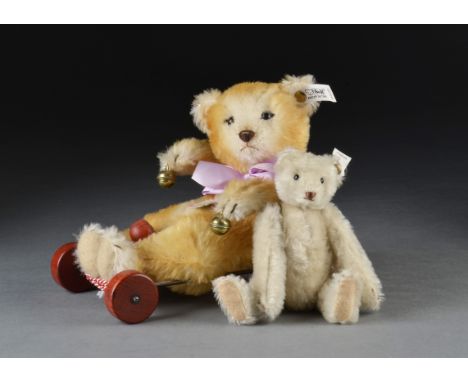 A Steiff Museum Collection Baby Bear on Wagon 1989, 3557 of 4000, in original window box (damage to box); and a white Snap a 