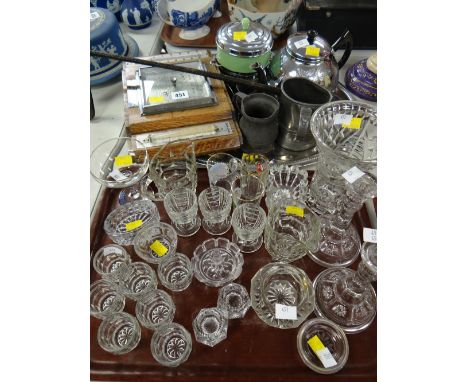 A quantity of glassware and sundry items including riding crop, barometer set etc