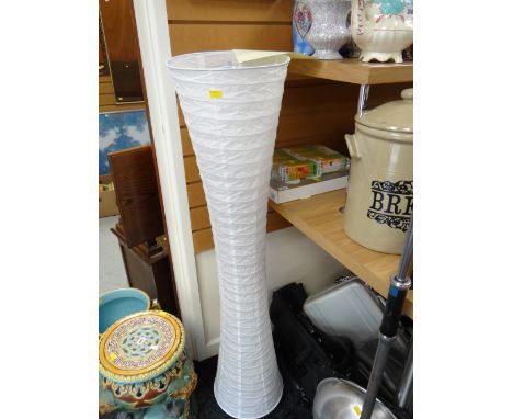 A modern standard lamp with concertina paper shade together with bulbs etc