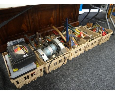 A large quantity of loose tools removed from a garage as part of a house clearance