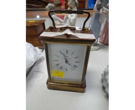 A modern Matthew Norman of London brass encased carriage clock