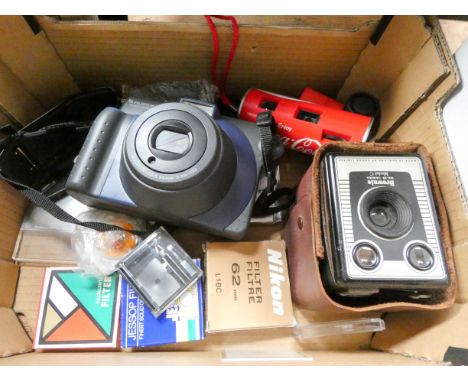 Camera, accessories, coke can camera and sundries
