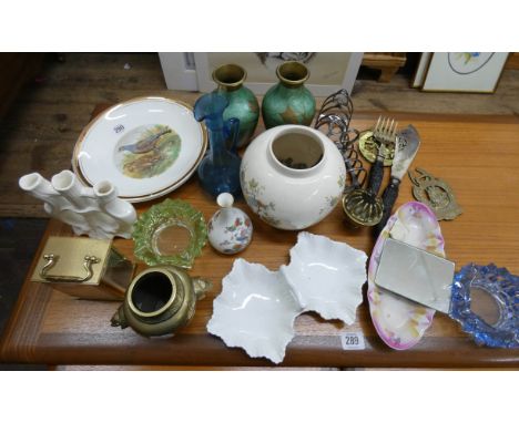 Decorative plates, silver plated toast racks, oriental style vases, mantle clock etc 