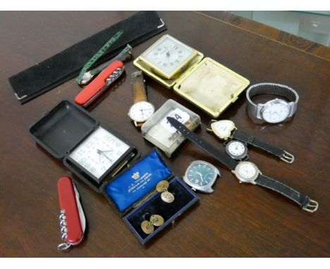 Wristwatches, gentlemen's cuff links, Swiss army knives etc 