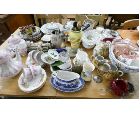 A quantity of assorted tea wear, plates, vases and other assorted china etc 