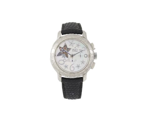ZenithStar El Primero model. Automatic mechanical movement with chronograph function. Stainless steel case with exhibition ca