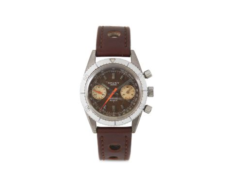 CaunyWinding mechanical movement (Valjoux 7733) with chronograph function. case and with stainless steel back with ref. nº 28