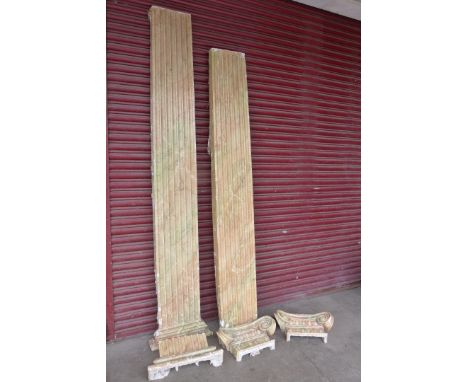 A pair of faux marble Corinthian column architectural pilasters, a/f 