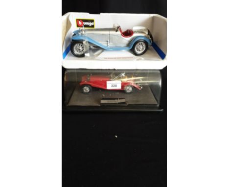 2 Large Scale Model  Classic Cars 1 In Perspex Case. 