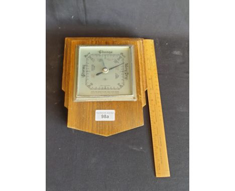 Art Deco Shaped Oak Cased Barometer BY SB 