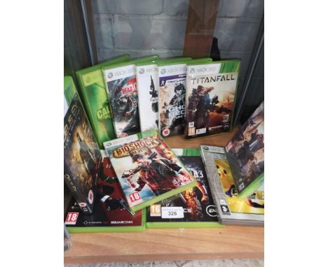 Shelf of xbox 360 games. 