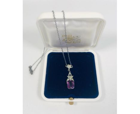 Amethyst set pendant  silver colour necklace. 