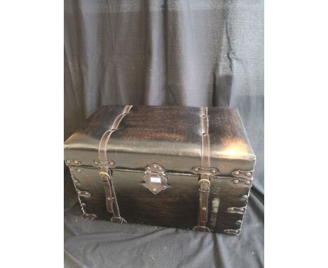 Modern contemporary leather style trunk. 