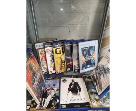 Shelf of PlayStation 2 games. 