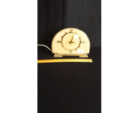 Art Deco Electric Mantel Clock With Brass Base 