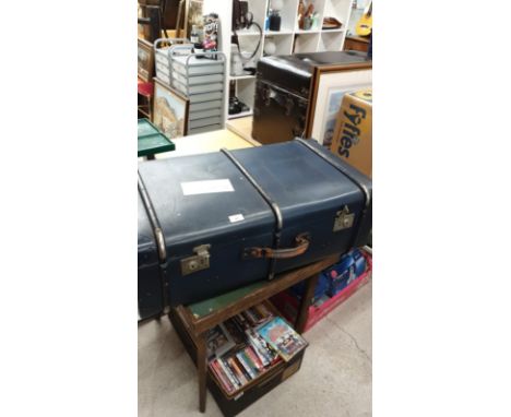 Large Blue Wood Bound Trunk/ Case 