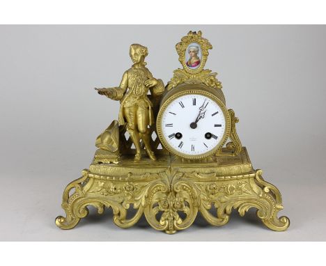 A 19th century ormolu mantel clock by Henry Marc, the French movement marked Medailes D'Or, Japy Freres Annees c 1850, decora