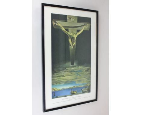 After Salvador Dali, Christ of St John on the cross, coloured print with title, 42cm by 26cm