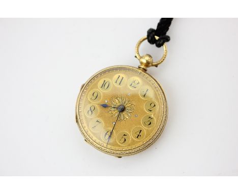 An 18ct gold open face pocket watch the movement signed G Aronson, Manchester, engine turned and engraved floral case