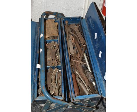 Tools - an expanding toolbox containing;  spanners, adjustable wrench, pliers screwdrivers etc