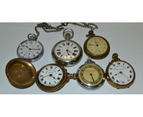 An Elgin USA open faced pocket watch, white metal case , white enamel dial , Roman numerals, subsidiary seconds; a gold plate