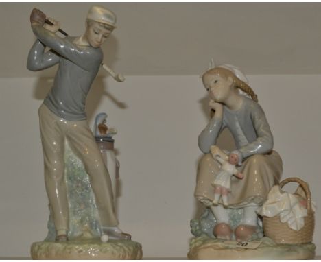 A Lladro figure, The Golfer;  another, Contemplation (2)