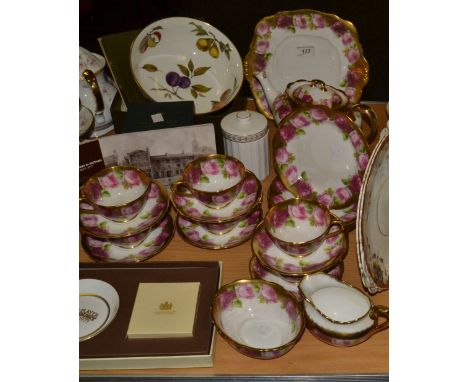 Ceramics - a Royal Albert Crown China part tea service; a Royal Worcester Arden pattern fruit bowl, boxed; a boxed John Playe