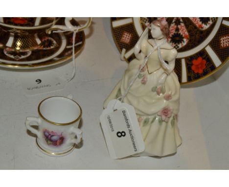 A Royal Worcester miniature tyg, printed Crown And Circle Mark In Puce, C.1920;  a Coalport figure, Lady Emily, Ltd Edition 3