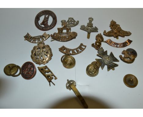Mlitary Cap Badges - RW Kent;  TRE Shirland;  Australia;  Durham;  RAF;  Button;  etc