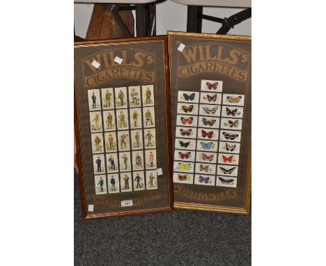 Cigarette Cards - a set of twenty Army uniform cards, framed; another, Butterflies;   black and white images;  an album of co