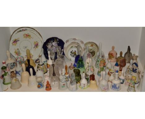 Ceramics - a collection of decorative ceramic and glass bells,   plates, etc