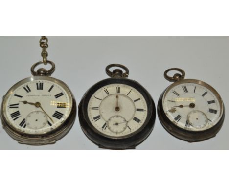 A silver cased open faced  pocket watch, Chester hallmark, white enamel dial, Roman numerals, S.Goldstone , Manchester, subsi