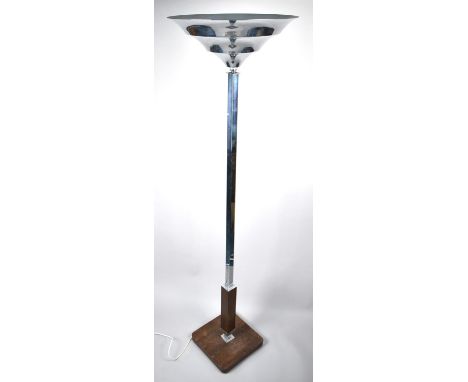 An Art Deco Rosewood and Chrome Standard Light 