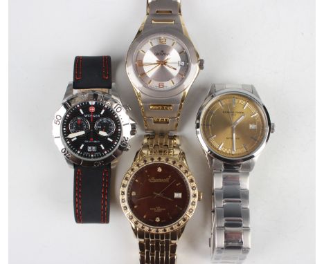 A group of four gentlemen's wristwatches, comprising a Giorgio Fedon steel cased bracelet wristwatch, cased, a Grovana titani